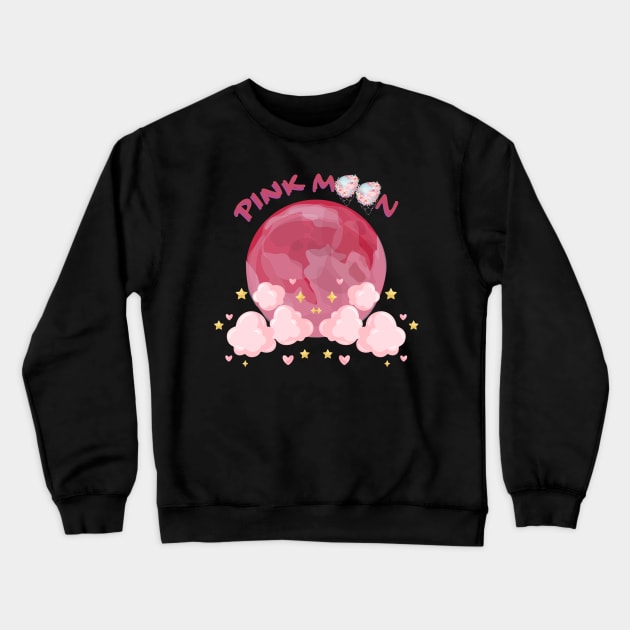 Georgia Okeeffe Pink Moon Over Water Crewneck Sweatshirt by Clouth Clothing 